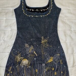 Elegant Black and Gold Embroidered Dress